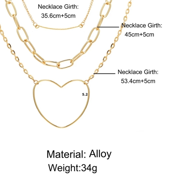 *Sharon* Heart Layered Necklace - Picture 4 of 6